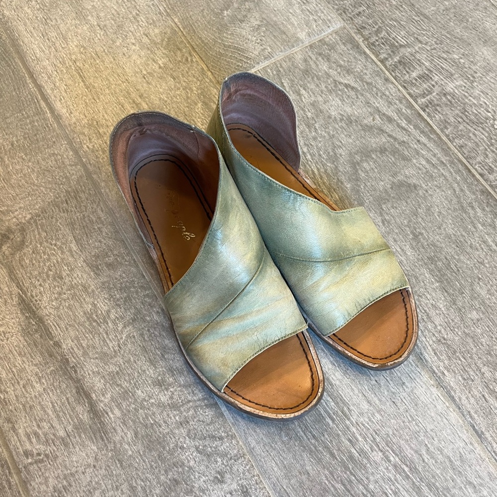 Free People Mont Blanc Leather Sandals Green Size 38